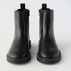 Zara Rhinestone Studded Black Ankle Slip on Boots